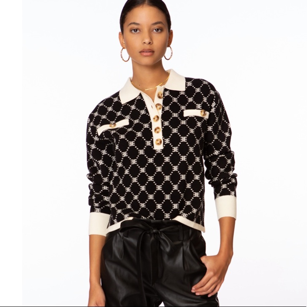 Black & Cream Knit Sweater- Like New